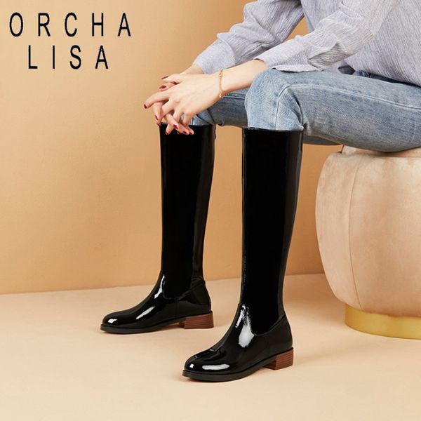 orcha lisa warm knee boots for women patent leather square heel round toe zipper genuine leather solid big size 40-45 black blue
orcha lisa warm knee boots for women patent leather square heel round toe zipper genuine leather solid big size 40-45 black blue