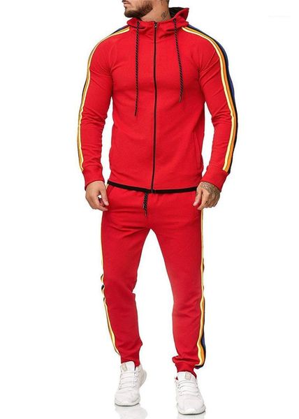 long pants panelled mens 2pcs sets stripe print casual males clothing designer mens tracksuits fashion zipper hooded, Gray
long pants panelled mens 2pcs sets stripe print casual males clothing designer mens tracksuits fashion zipper hooded, Gray