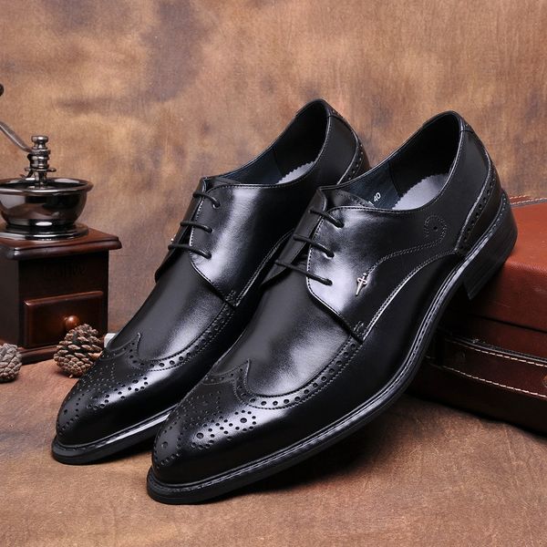 men's leather shoes fashion wedding shoes large size cowhide formal wear leather oxfords chaussure homme genuine, Black
men's leather shoes fashion wedding shoes large size cowhide formal wear leather oxfords chaussure homme genuine, Black