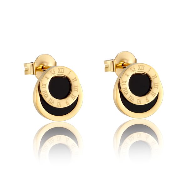 black enamel roman numerals stud earrings for women/men girls piercing jewelry titanium steel gold color earring, Golden;silver
black enamel roman numerals stud earrings for women/men girls piercing jewelry titanium steel gold color earring, Golden;silver