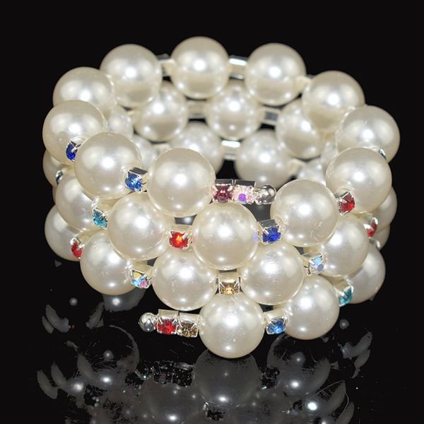 3 rows crystal bracelet lady open large pearl bracelet colorful rhinestones wristband pulaseras wedding bridal, Black
3 rows crystal bracelet lady open large pearl bracelet colorful rhinestones wristband pulaseras wedding bridal, Black