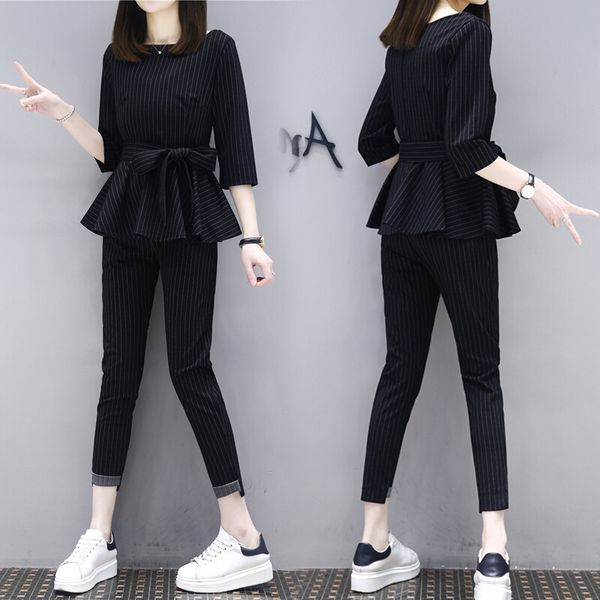 women's tracksuits -3xl woman two piece sets black long sleeve blouse + pants fashion slim striped female suit plus size, Gray
women's tracksuits -3xl woman two piece sets black long sleeve blouse + pants fashion slim striped female suit plus size, Gray