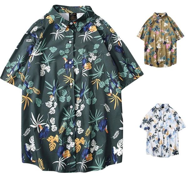 men's casual shirts 2021 summer print turn-down collar slim fit short sleeve shirt blouse -2xl male dress camisa masculina, White;black 
men's casual shirts 2021 summer print turn-down collar slim fit short sleeve shirt blouse -2xl male dress camisa masculina, White;black