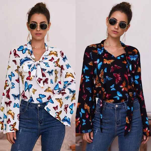 fashion bow neck long sleeve loose shirt butterfly print flared sleeve blouse women casual pullovers blusas mujer de moda 2020, White
fashion bow neck long sleeve loose shirt butterfly print flared sleeve blouse women casual pullovers blusas mujer de moda 2020, White
