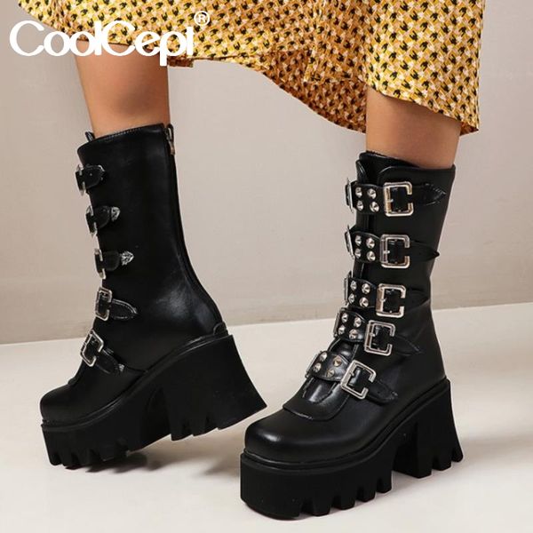 coolcept size 35-44 women boots fashion buckle rivets high heel winter shoes woman platform warm short boot lady footwear, Black
coolcept size 35-44 women boots fashion buckle rivets high heel winter shoes woman platform warm short boot lady footwear, Black