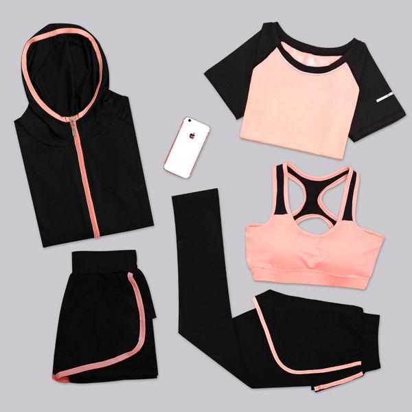 yoga suit fitness gym clothing sports sport jerseys bra breathable running suit quick-drying hooded coat trousers 5pcs set, White;red
yoga suit fitness gym clothing sports sport jerseys bra breathable running suit quick-drying hooded coat trousers 5pcs set, White;red