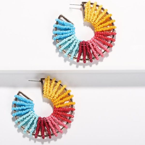 2020 new design c-shaped colorful beads earring for women bohemia handmade geometric metal hoop earrings fashion jewelry, Golden;silver
2020 new design c-shaped colorful beads earring for women bohemia handmade geometric metal hoop earrings fashion jewelry, Golden;silver