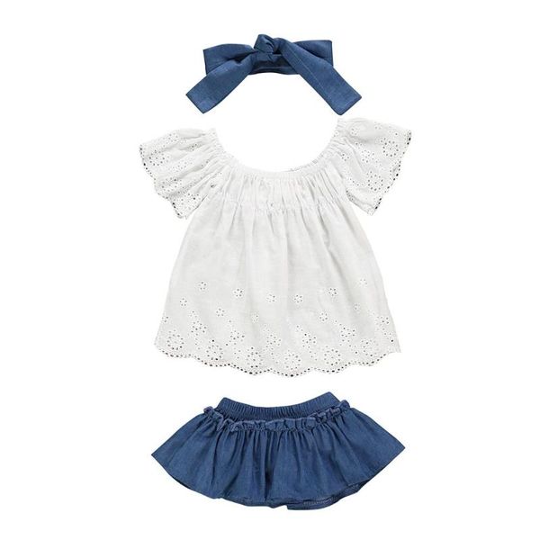 summer baby clothes girl 3pcs set newborn infant baby girls outfits lace print denim short skirt+headband kids clothing, White
summer baby clothes girl 3pcs set newborn infant baby girls outfits lace print denim short skirt+headband kids clothing, White