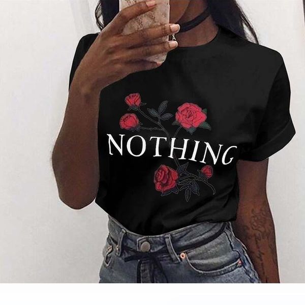 women new summer short sleeve casual clothing nothing letter rose print female t shirt harajuku punk tee, White
women new summer short sleeve casual clothing nothing letter rose print female t shirt harajuku punk tee, White