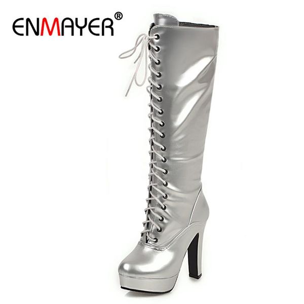 boots enmayer cross-tied knee-high long round toe square heel pu zip basic winter shoes women silver gold super high short plush, Black
boots enmayer cross-tied knee-high long round toe square heel pu zip basic winter shoes women silver gold super high short plush, Black