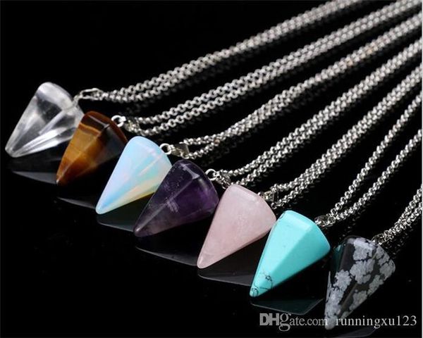 natural gemstone pendant necklace crystal healing chakra reiki silver stone hexagonal prisme cone pendulum charm necklaces r071
natural gemstone pendant necklace crystal healing chakra reiki silver stone hexagonal prisme cone pendulum charm necklaces r071