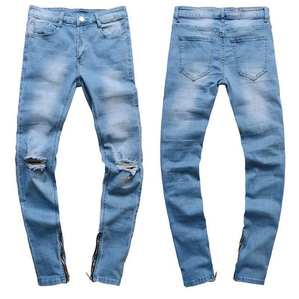 hi-street man jeans slim fit side zipper ripped casual jeans youth blue color hole fashion men
hi-street man jeans slim fit side zipper ripped casual jeans youth blue color hole fashion men