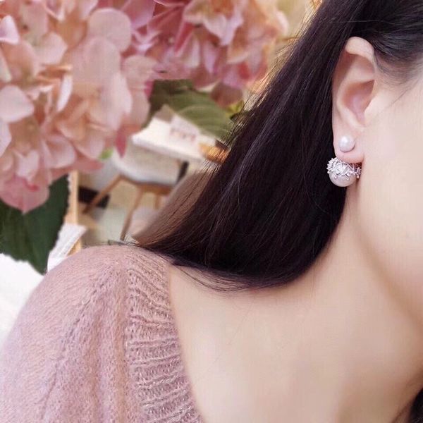 d large and small pearl lace earrings 925 silver needle women's ear ring jewelry high version, White;black
d large and small pearl lace earrings 925 silver needle women's ear ring jewelry high version, White;black