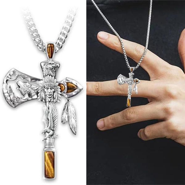2020 hip hop fashion carving eagle wolf indians silver color pendant necklaces designer snake chain ax necklace for men women
2020 hip hop fashion carving eagle wolf indians silver color pendant necklaces designer snake chain ax necklace for men women