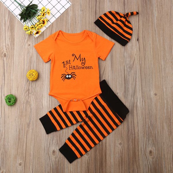 fahsion children newborn infant baby boy girl halloween araneid letter romper striped pants hat 2pcs outfits, White
fahsion children newborn infant baby boy girl halloween araneid letter romper striped pants hat 2pcs outfits, White