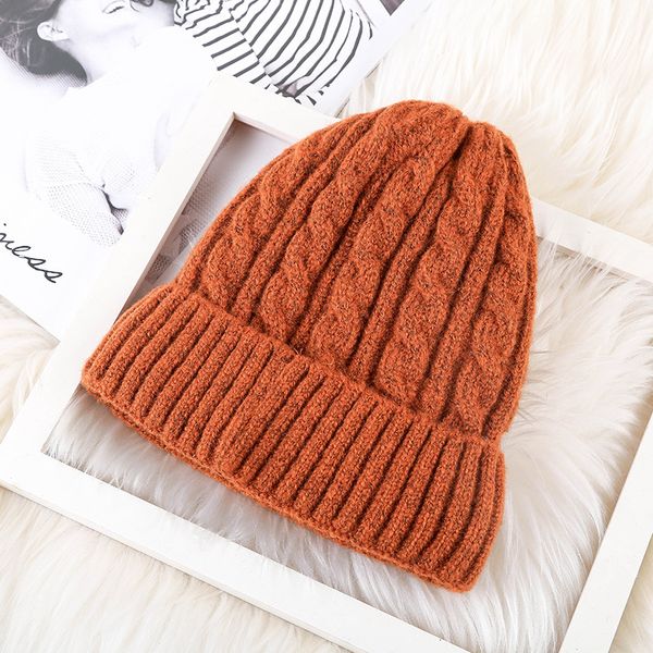 winter hats for women knitted caps hat winter beanie cap beanies simple solid plus velvet warmhats, Blue;gray