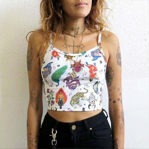 sexy summer printed обрезанные tank tops бретели женщины повседневная streetwear партия круглый шеи ремешками тощий camis жилет, White
sexy summer printed обрезанные tank tops бретели женщины повседневная streetwear партия круглый шеи ремешками тощий camis жилет, White