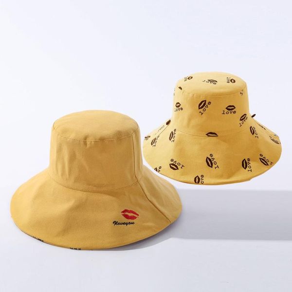 hat women bucket hat double sided embroidered red lips summer hats for women sun protection beach female big wide brim, Blue;gray
hat women bucket hat double sided embroidered red lips summer hats for women sun protection beach female big wide brim, Blue;gray