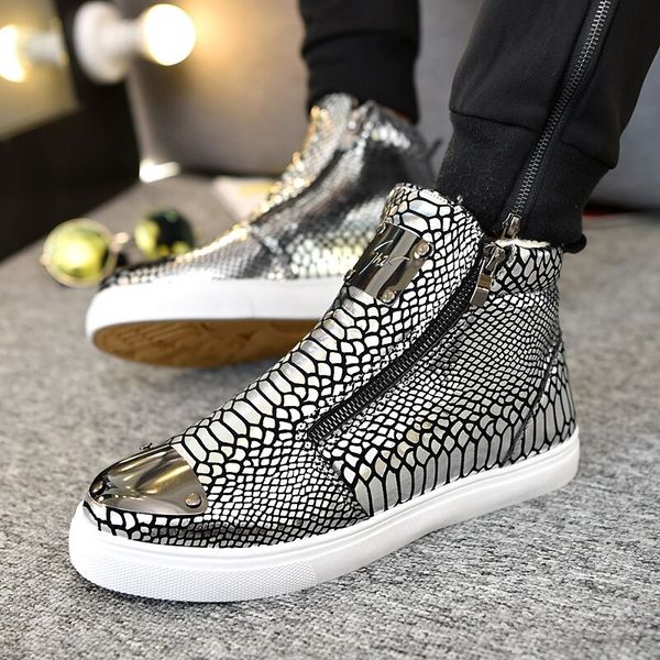 autumn and winter men's shoes high-shoes british hair stylist tide bright patent leather casual men's cotton, Black
autumn and winter men's shoes high-shoes british hair stylist tide bright patent leather casual men's cotton, Black