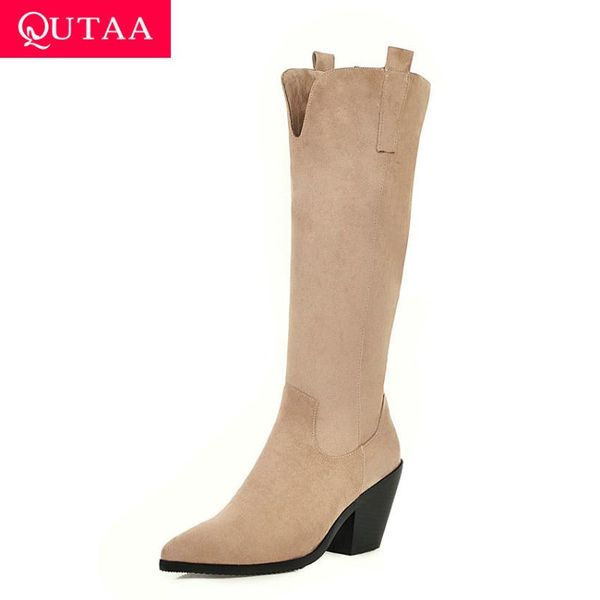 qutaa 2020 warm fur square heel autumn winter casual women shoes fashion pointed toe flock slip on knee high boots size 34-43, Black
qutaa 2020 warm fur square heel autumn winter casual women shoes fashion pointed toe flock slip on knee high boots size 34-43, Black