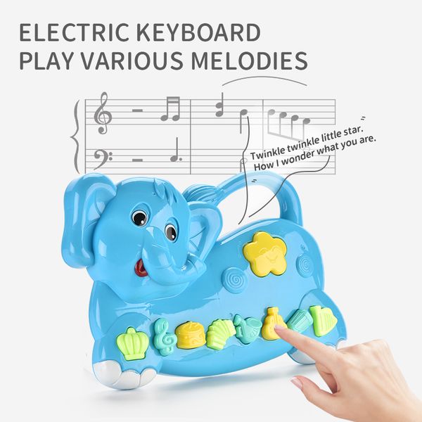 Baby Musical Elephant Microphone Toy Kids Animals Sound Light Keyboard Piano Baby Play Music Instruments Intelligence Children Gift