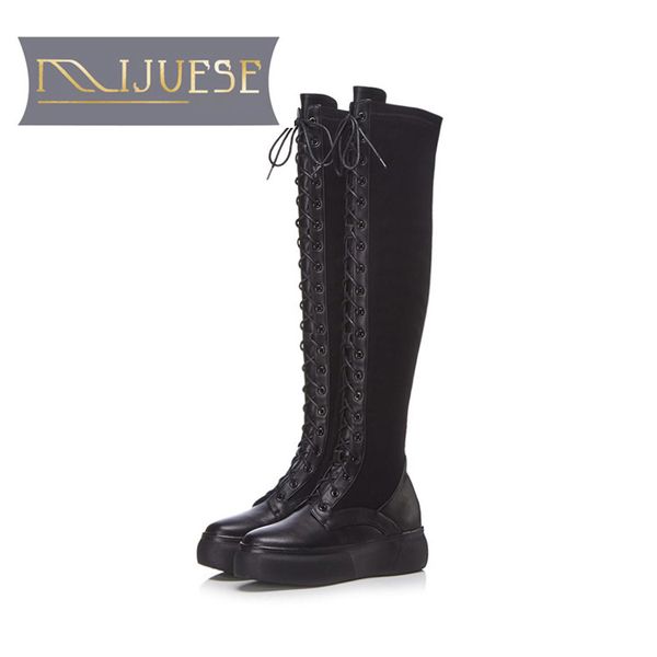 mljuese 2020 women knee-high cow leather black color winter fur short plush lace up platform high boots female women boots
mljuese 2020 women knee-high cow leather black color winter fur short plush lace up platform high boots female women boots