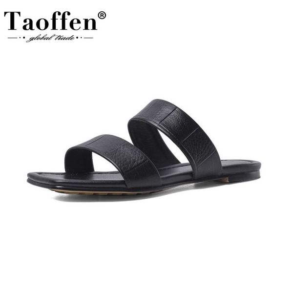 taoffen new women sandals shoes fancy genuine leather slippers for ladies fashion flat heels solid color footwear size 33-40, Black
taoffen new women sandals shoes fancy genuine leather slippers for ladies fashion flat heels solid color footwear size 33-40, Black