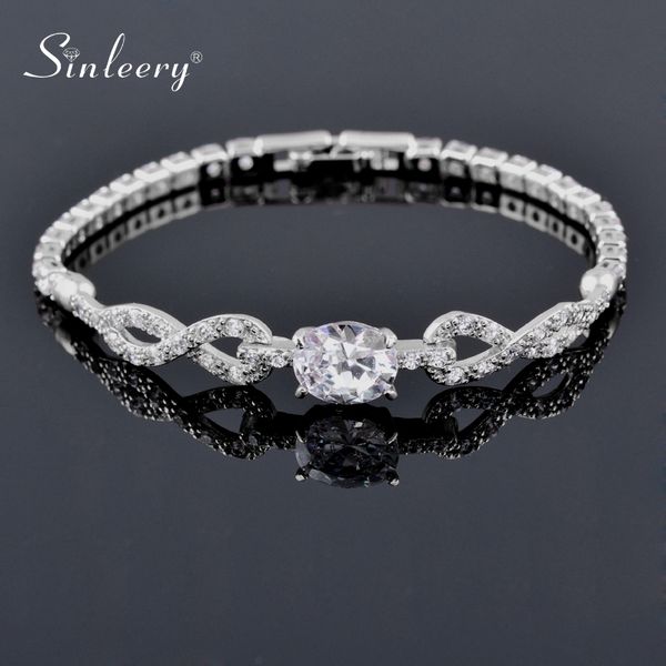 sinleery sparkling crystal connected charm bracelet rose gold silver color inlay zircon bangles for women jewelry sl090 sso, Black
sinleery sparkling crystal connected charm bracelet rose gold silver color inlay zircon bangles for women jewelry sl090 sso, Black