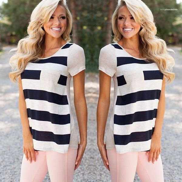 designer tshirts short sleeved pocket tees panelled striped crew neck summer women clothes loose womens, White
designer tshirts short sleeved pocket tees panelled striped crew neck summer women clothes loose womens, White