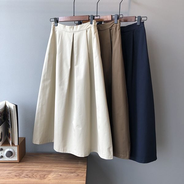 2020 autumn korean loose safari style skirt women mid-long solid cotton umbrella a-line skirt, Black
2020 autumn korean loose safari style skirt women mid-long solid cotton umbrella a-line skirt, Black