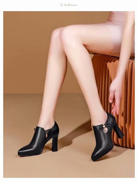 pointed toe footwear zip female woman heels bowknot square heel shallow fashion pure casual wedding shoes boots, Black
pointed toe footwear zip female woman heels bowknot square heel shallow fashion pure casual wedding shoes boots, Black