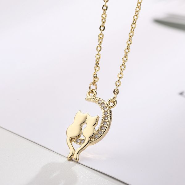 trendy south korea simple moon cat necklace female zircon campus sen 's department of literature and art of clavicle chain cute, Silver
trendy south korea simple moon cat necklace female zircon campus sen 's department of literature and art of clavicle chain cute, Silver