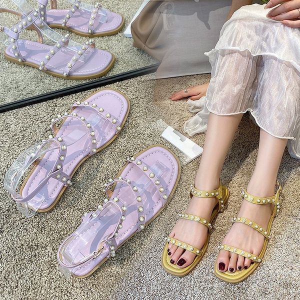 2020 summer new wild fairy style word buckle open toe roman sandals fashion pearl sandals female flat z968, Black
2020 summer new wild fairy style word buckle open toe roman sandals fashion pearl sandals female flat z968, Black