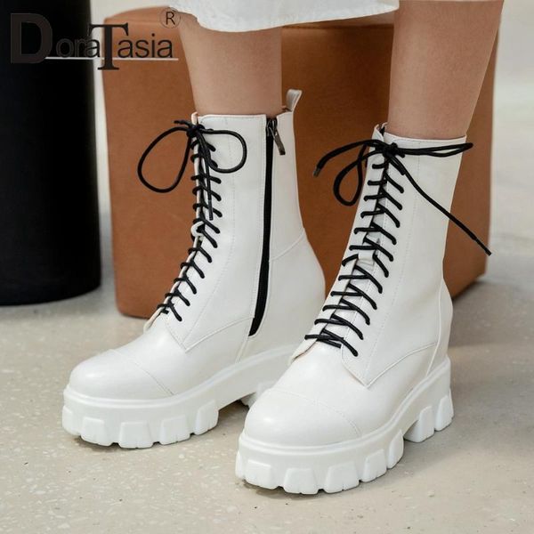 doratasia wholesale lady platform solid boots 2020 brand boots women lace up chunky heel casual winter mid calf shoes woman, Black 
doratasia wholesale lady platform solid boots 2020 brand boots women lace up chunky heel casual winter mid calf shoes woman, Black