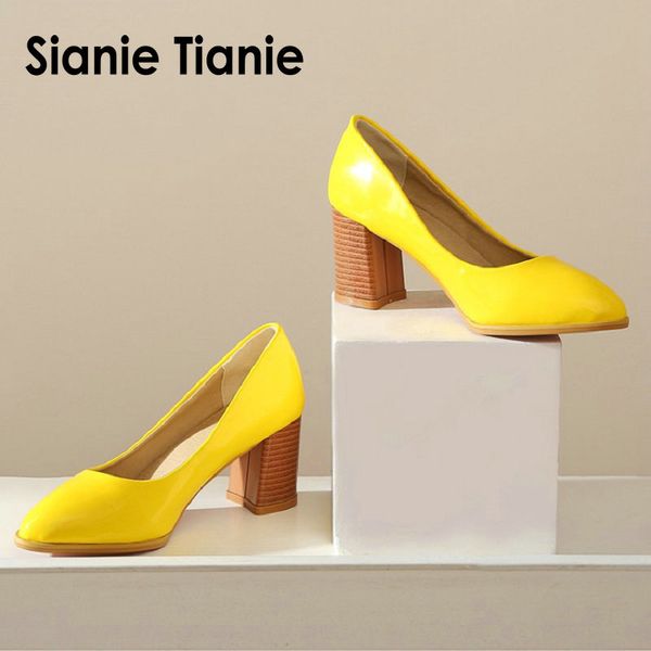 dress shoes sianie tianie patent pu leather plain color yellow orange womens block ladies pumps sapato feminino wedding size 46, Black
dress shoes sianie tianie patent pu leather plain color yellow orange womens block ladies pumps sapato feminino wedding size 46, Black