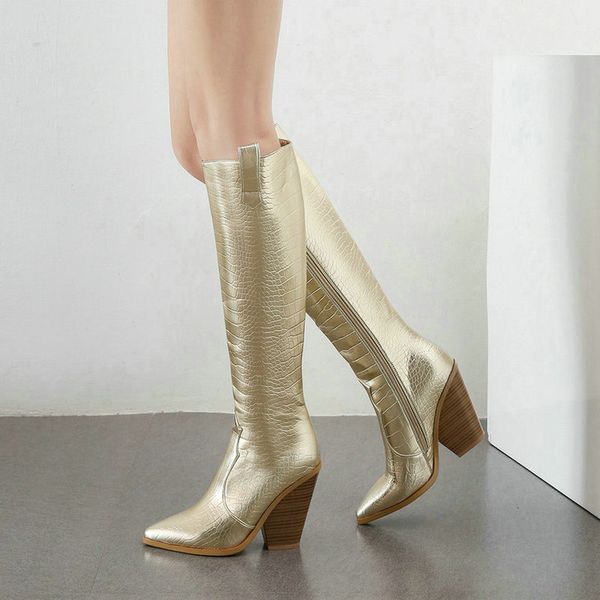 western boots fashion pointed toe knee high boots wedding slip on women shoes autumn winter shoes big size 43, Black
western boots fashion pointed toe knee high boots wedding slip on women shoes autumn winter shoes big size 43, Black