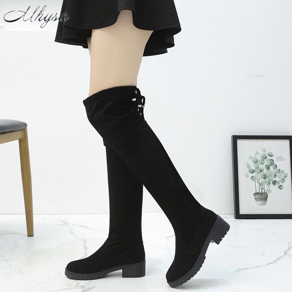 2020 winter women's boots fashion lace-up low-heel over-the-knee boots round toe square-heel warm suede women botas mujer, Black
2020 winter women's boots fashion lace-up low-heel over-the-knee boots round toe square-heel warm suede women botas mujer, Black