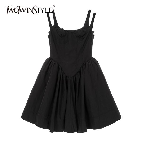 twotwinstyle vintage evening party dress women square collar sleeveless spaghetti strap high waist ruched mini dresses female c200919, Black;pink
twotwinstyle vintage evening party dress women square collar sleeveless spaghetti strap high waist ruched mini dresses female c200919, Black;pink