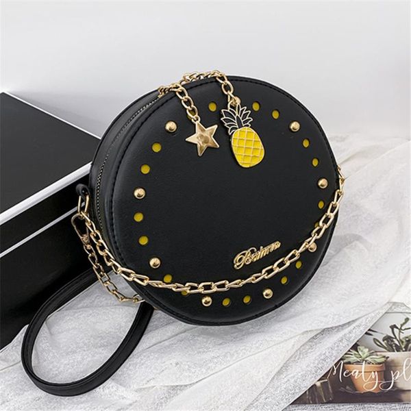 elegant female rivet tote round bag 2020 pu leather women's designer handbags lady chain shoulder messenger bags
elegant female rivet tote round bag 2020 pu leather women's designer handbags lady chain shoulder messenger bags