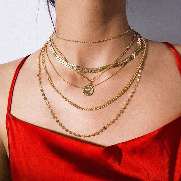 pendant necklaces vintage multilayer chains necklace women round copper sequins coin ladies geometric clavicle jewelry, Silver
pendant necklaces vintage multilayer chains necklace women round copper sequins coin ladies geometric clavicle jewelry, Silver