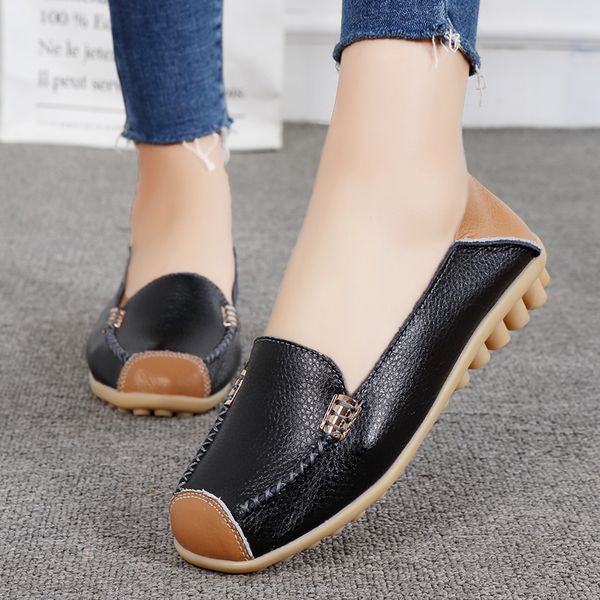 genuine leather flat shoes woman fashion casual shoes plus size loafers slip-on round toe solid female, Black
genuine leather flat shoes woman fashion casual shoes plus size loafers slip-on round toe solid female, Black