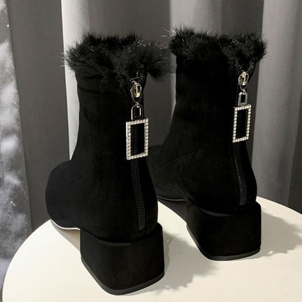 british style ankle boots suede boots plush side women work shoes zipper women shoes warm winter female, Black
british style ankle boots suede boots plush side women work shoes zipper women shoes warm winter female, Black