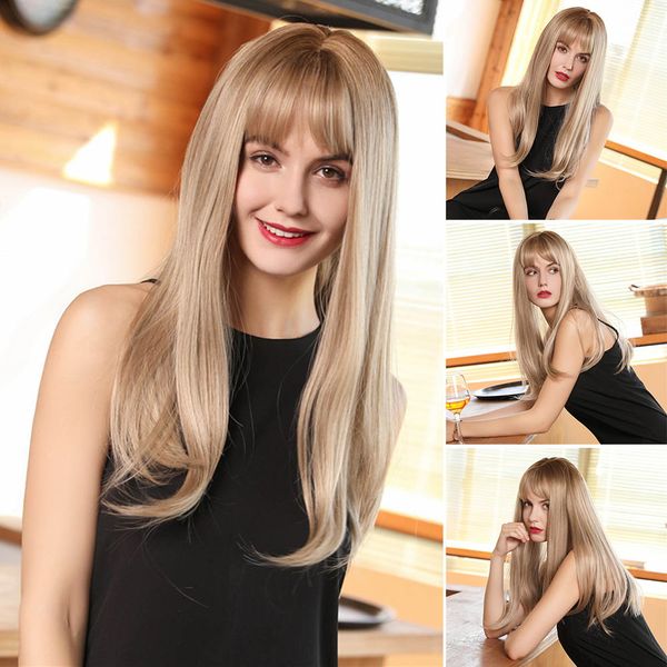 popular wig fashion woman with bangs long straight hair wig wig realistic and natural hair wigs, Black
popular wig fashion woman with bangs long straight hair wig wig realistic and natural hair wigs, Black