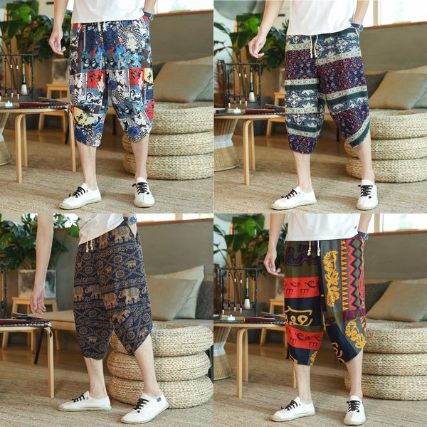 summer chinese style men's loose cotton linen printed cotton and linen cropped harem pants large size fashion casual ankle pants xbyc8, Blue
summer chinese style men's loose cotton linen printed cotton and linen cropped harem pants large size fashion casual ankle pants xbyc8, Blue