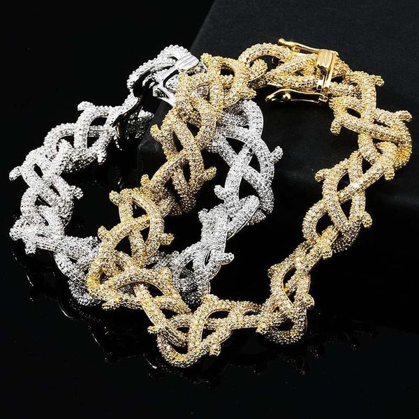 luxury designer gold diamond mens silver chain iced out mens thorns cuban chain bracelets cz cubic zirconia street rapper jewelry for men, Black
luxury designer gold diamond mens silver chain iced out mens thorns cuban chain bracelets cz cubic zirconia street rapper jewelry for men, Black