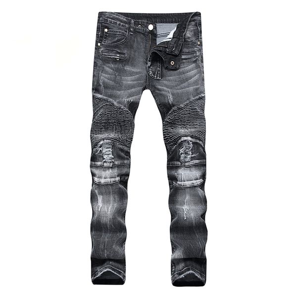 pants hip hop washed bleached casual moto zipper denim pants men jeans slim fit locomotive pleated large size, Blue
pants hip hop washed bleached casual moto zipper denim pants men jeans slim fit locomotive pleated large size, Blue