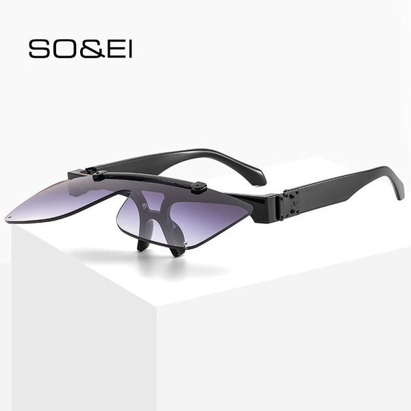 sunglasses so&ei oversized punk one piece flip lens square men brand designer fashion rimless women sun glasses shades uv400, White;black
sunglasses so&ei oversized punk one piece flip lens square men brand designer fashion rimless women sun glasses shades uv400, White;black