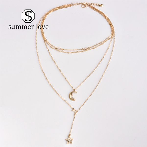 vintage cute star moon choker necklace for women bohemian multilayer long statement pendant necklaces beach party valentine's day jewel, Silver
vintage cute star moon choker necklace for women bohemian multilayer long statement pendant necklaces beach party valentine's day jewel, Silver