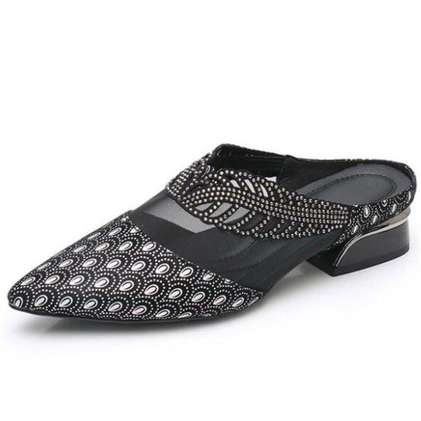 2020 new summer cowhide rhinestone mesh pointed sandals comfort casual sandals slippers women fashion low-heel, Black
2020 new summer cowhide rhinestone mesh pointed sandals comfort casual sandals slippers women fashion low-heel, Black