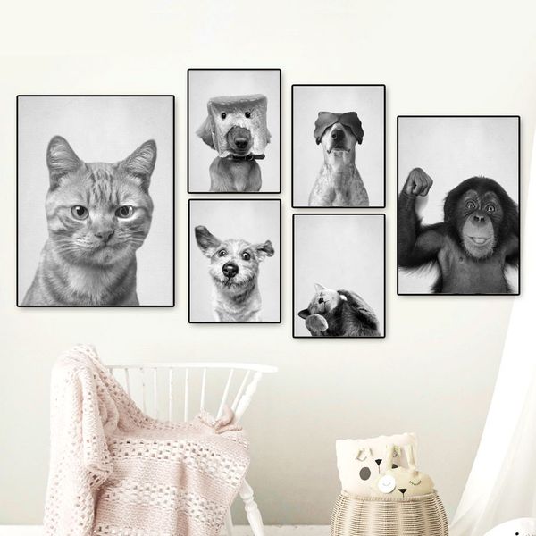 funny baby cat dog smiley face black white wall art canvas painting nordic posters and prints wall pictures for kids room decor
funny baby cat dog smiley face black white wall art canvas painting nordic posters and prints wall pictures for kids room decor